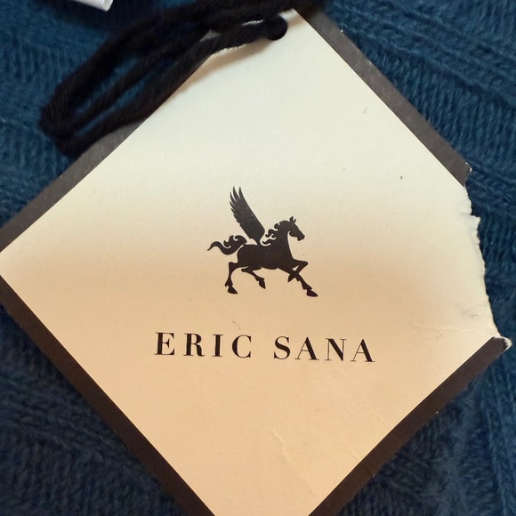 Blue Wool-Cashmere Scarf – Eric Sana Limited Edition Italian Ribbed Knit 🇮🇹 - Picture 9 of 10